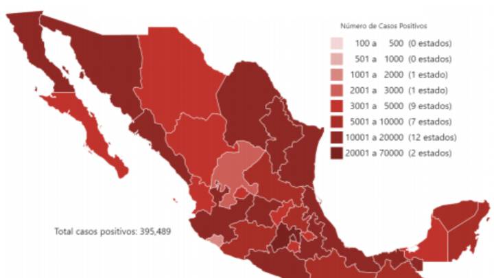 Mapa y casos de coronavirus en México por estados hoy 28 de julio