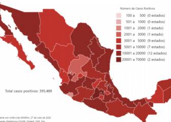 Mapa y casos de coronavirus en México por estados hoy 28 de julio