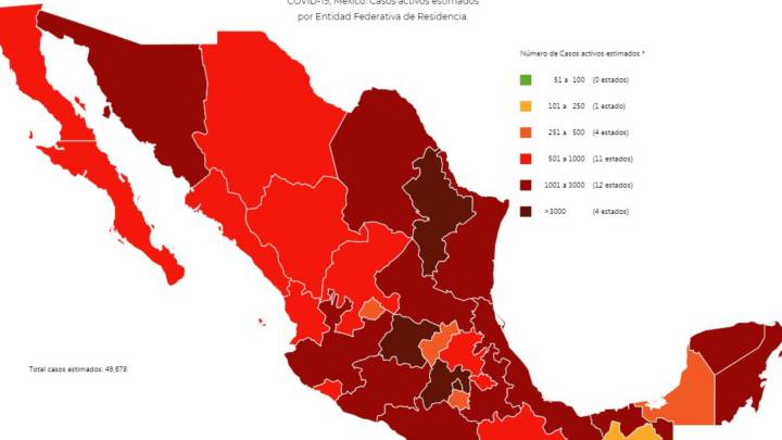 Mapa y casos de coronavirus en México por estados hoy 29 de julio