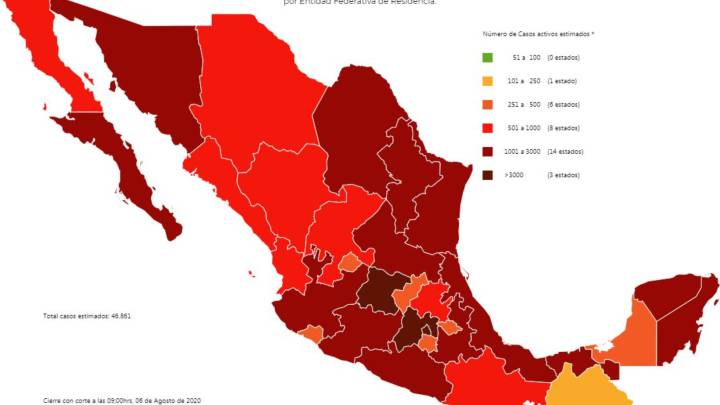 Mapa y casos de coronavirus en México por estados hoy 7 de agosto