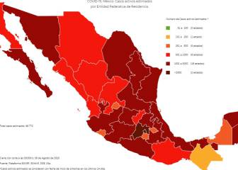 Cinco estados tienen más de dos mil casos activos de Covid-19
