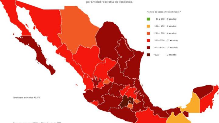 Mapa y casos de coronavirus en México por estados hoy 14 de agosto