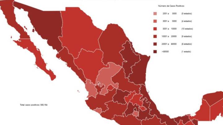 Mapa y casos de coronavirus en México por estados hoy 25 de agosto