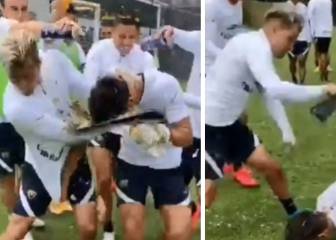 ¡Al suelo y charolazo! El intenso festejo de Mozo a Dinenno en su cumple