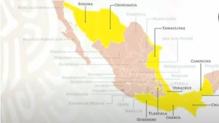 Mapa del semáforo epidemiológico en México del 31 de agosto al 6 de septiembre