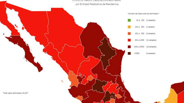 Mapa y casos de coronavirus en México por estados hoy 6 de septiembre