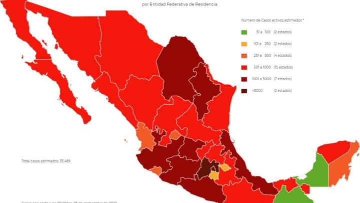 Mapa y casos de coronavirus en México por estados hoy 24 de septiembre