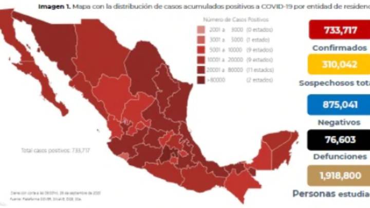 Mapa y casos de coronavirus en México por estados hoy 29 de septiembre