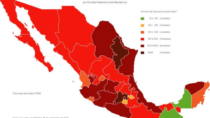 Mapa, muertes y casos de coronavirus en México por estados hoy 1 de octubre