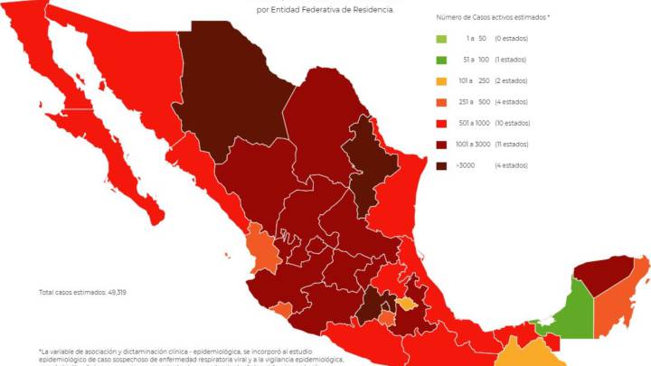 Mapa, muertes y casos de coronavirus en México por estados hoy 23 de octubre