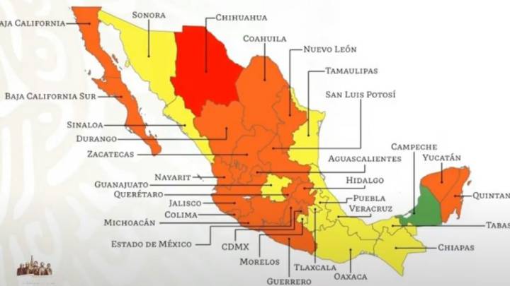 Mapa del semáforo epidemiológico en México del 26 de octubre al 1 de noviembre