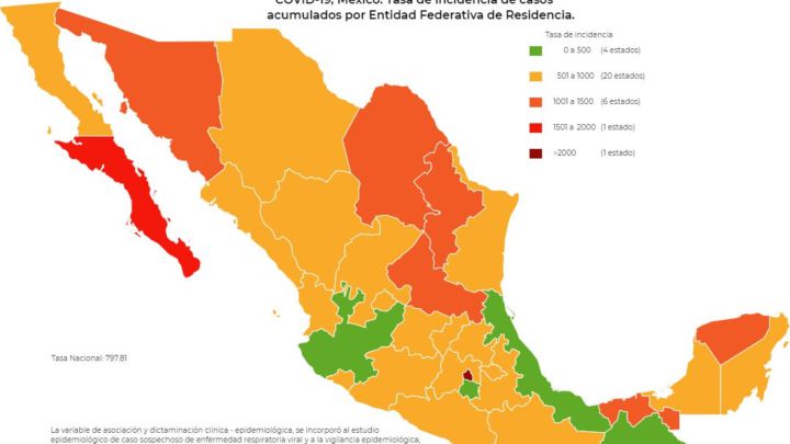 Mapa, muertes y casos de coronavirus en México por estados hoy 20 de noviembre