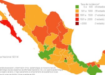 Mapa, muertes y casos de coronavirus en México por estados hoy 24 de noviembre