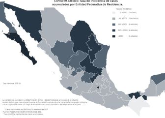 Mapa, muertes y casos de coronavirus en México por estados hoy 15 de enero