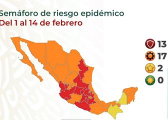 Mapa del semáforo epidemiológico en México del 1 al 14 de febrero