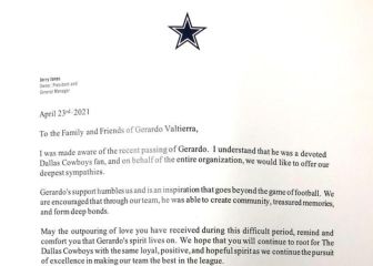 Dallas Cowboys honra con una carta a Gerardo Valtierra