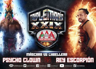 ¡Máscara vs Cabellera! Psycho Clown y Rey Escorpión en Triplemanía XXIX