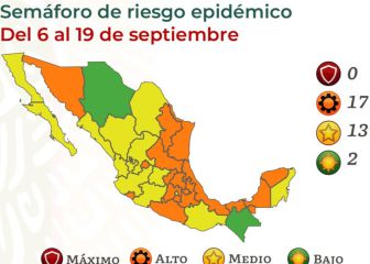 Semáforo COVID en México por estados: así queda el mapa del 6 al 19 de septiembre