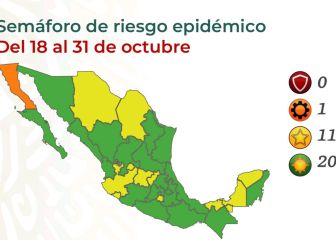 Semáforo COVID en México por estados: así queda el mapa del 18 al 31 de octubre de 2021