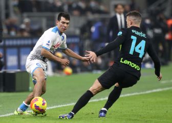 Hirving Lozano fue titular en la derrota del Napoli ante el Inter