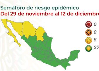 Semáforo COVID en México por estados: así queda el mapa del 29 de noviembre al 12 de diciembre de 2021