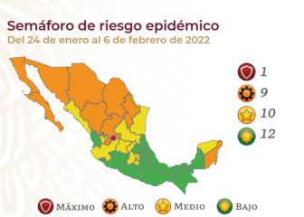 Semáforo COVID en México por estados: así queda el mapa del 24 de enero al 6 de febrero 2022