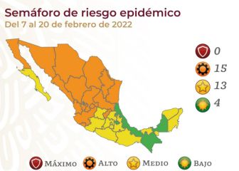 Semáforo COVID en México por estados: así queda el mapa del 7 de febrero al 20 de febrero 2022