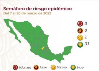 Semáforo COVID en México por estados: así queda el mapa del 7 al 20 de marzo 2022