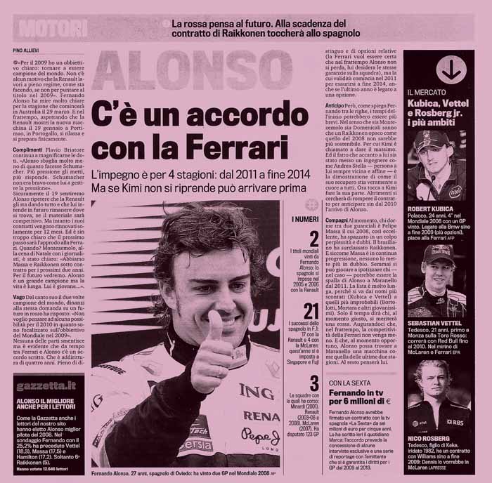 Alonso correrá con  Ferrari a partir de 2011