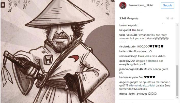 Fernando Alonso comparte en las redes su versión samurái