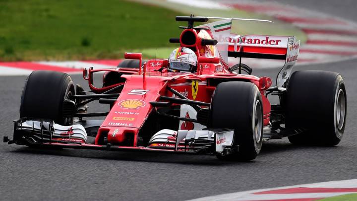 El Ferrari de Vettel, este jueves.