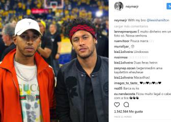 Lewis Hamilton and Neymar enjoy NBA action