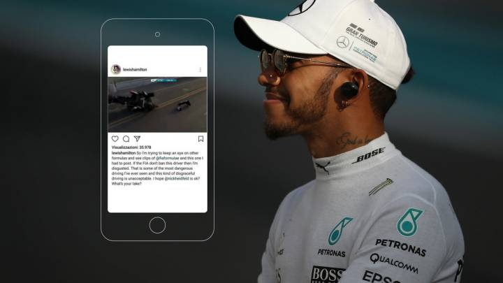 Lewis Hamilton y el mensaje sobre la Fórmula E que publicó en su 'Instagram'.