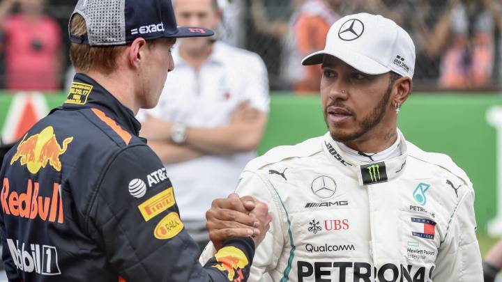 Verstappen saludaba a Hamilton antes de la carrera.
