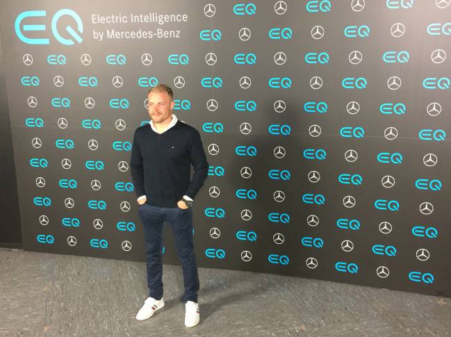 Valtteri Bottas, en la presentación del Mercedes EQC.