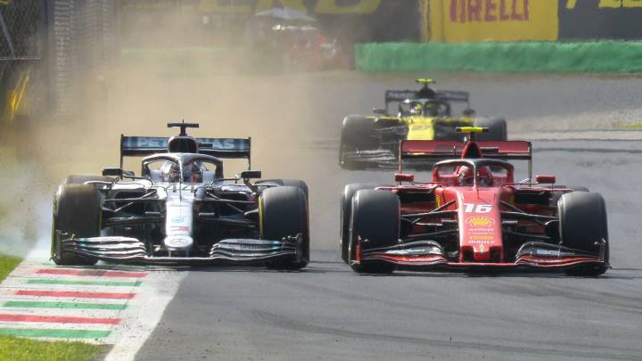 La acción de Leclerc con Hamilton en Monza.