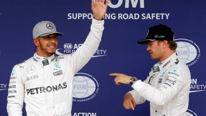 Hamilton y Rosberg cuando eran compañeros en Mercedes.