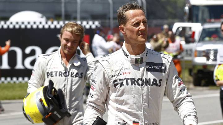 Michael Schumacher y Nico Rosberg como compañeros de Mercedes en 2012.