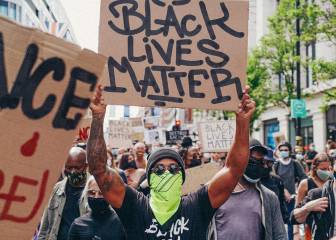 Hamilton en la manifestación 'Black Lives Matter' de Londres