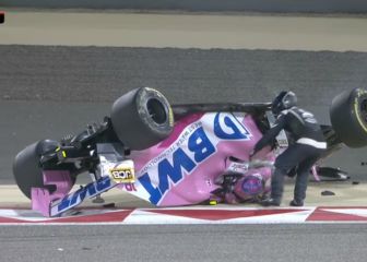 Peligroso vuelco de Stroll tras un toque con Kvyat