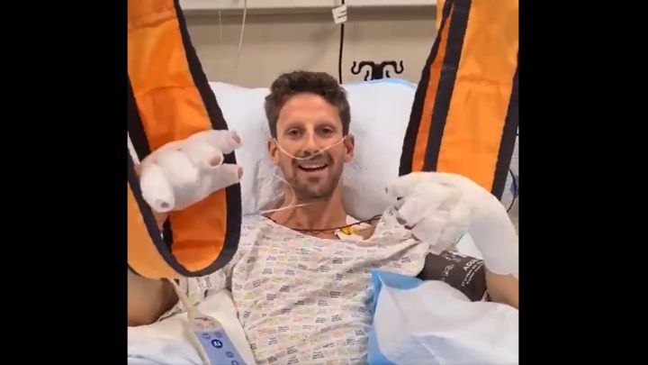 Grosjean manda un mensaje desde el hospital tras su accidente.