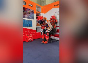 El estado de Márquez para subirse a la moto tras la grave caída de ayer...