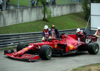 Ferrari cambia el motor del coche de Leclerc por su accidente