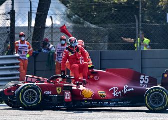 Así quedó el Ferrari de Carlos Sainz tras su accidente