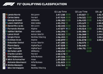 Resultados F1: parrilla de salida del GP de Rusia en Sochi