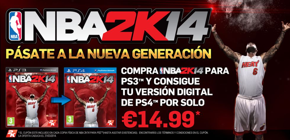NBA 2K14: oferta para pasar de de PS3 a PS4 en formato digital