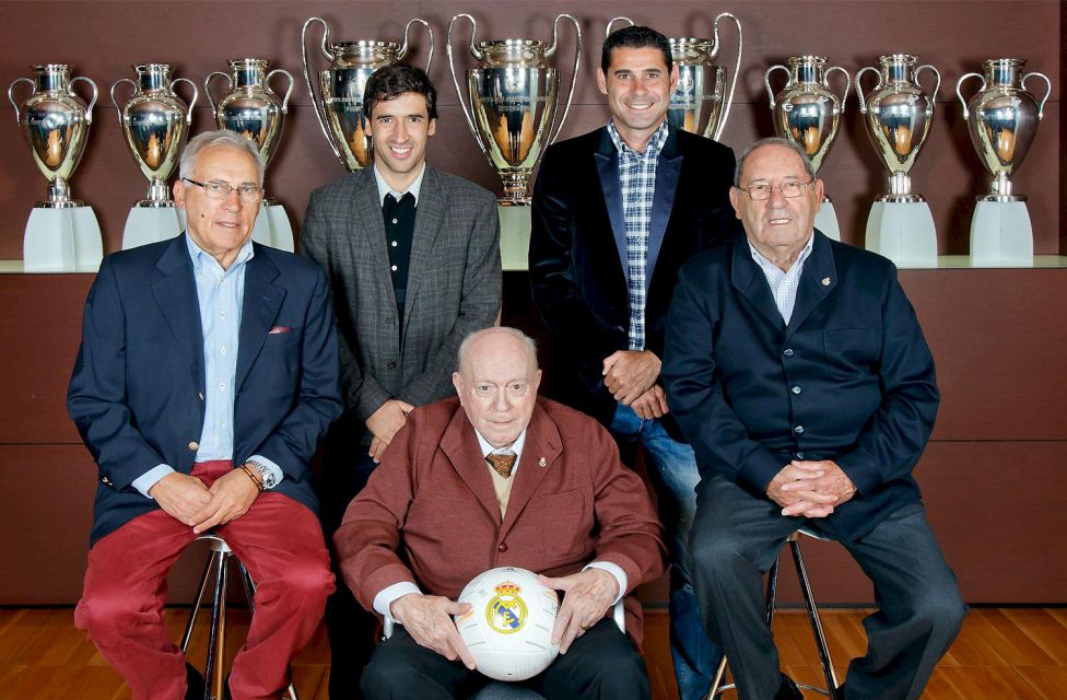 Reportaje de abril de 2014 con motivo de la final de Champions League.  Con Gento, Raúl González Blanco, Hierro y Amancio.