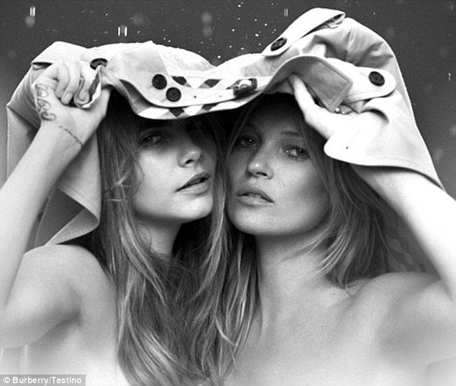 Cara Delevinge y Kate Moss en algunas de las fotos pertenecientes a la sesión de la campaña del nuevo perfume 'My Burberry'. Fotos: Mario Testino. Fuente: Dailymail.co.uk