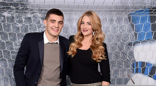 Izabel Andrijanic y Mateo Kovacic en una foto oficial del Inter de Milan
