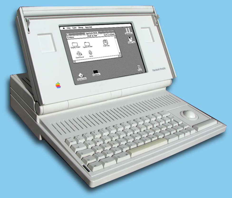 En 1989 Apple lanzó su primer PowerBook G4. El primer portátil de la familia de la manzana. Su rueda junto al teclado permitía desplazar el cursor por la pantalla, al igual que lo hace el ratón.